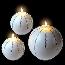 august & leo Oversized Pearl Ball Flameless Candles Set of 3