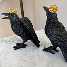 august & leo Set of 2 Jeweled Raven Statues