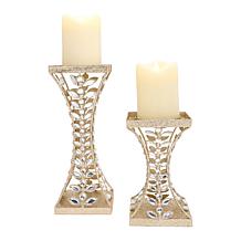 august & leo Square Jeweled Candle Holders with LED Candle 2-pack