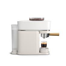 Automatic Espresso Machine, Milky White with Ash Wood Portafilter