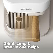 Automatic Espresso Machine, Milky White with Ash Wood Portafilter