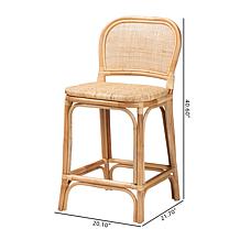 bali & pari Adrena Modern Bohemian Rattan Counter Stool
