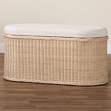 bali and pari Barid Rattan Oval Storage Bench with Cushion