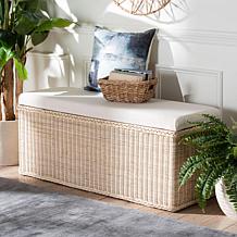 bali and pari Barid Rattan Storage Bench with Large Cushion 
