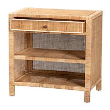 bali & pari Bella Mahogany Wood and Rattan 1-Drawer Console Table