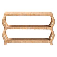 bali and pari Dalida Rustic Mahogany and Rattan 3-Tier Console Table