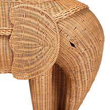 bali and pari Elissa Rustic Teak Wood and Rattan Elephant End Table