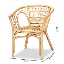 bali & pari Kaka Natural Rattan Dining Chair with Bamboo Accents