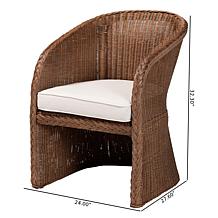 bali and pari Memphis Bohemian Rattan Arm Chair w/Removable Cushion