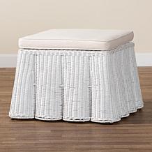 bali and pari Palm Bohemian White Rattan Ottoman