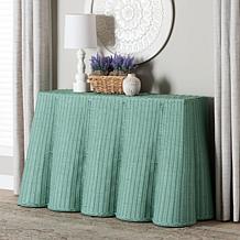 bali and pari Palm Scallop Console Table with Rattan and Metal Frame