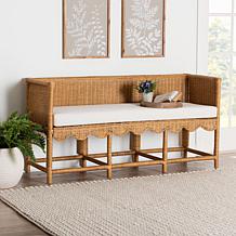 bali and pari Serenay Bohemian Scallop Rattan Accent Bench