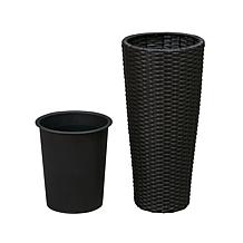 Balkene Home Noah Round Wicker Planter 2-Piece Set - Black