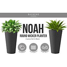 Balkene Home Noah Round Wicker Planter 2-Piece Set - Black