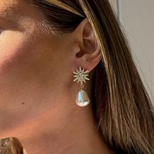 BAUBLEBAR Goldtone Celestial Crystal and Faux Pearl Drop Earrings