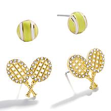 BAUBLEBAR Goldtone Tennis Ball and Racket Stud Earrings Set
