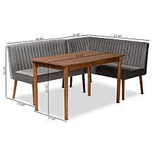 Baxton Studio Alvis Mid-Century Upholstered 3-Piece Dining Nook Set