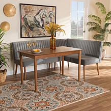 Baxton Studio Alvis Mid-Century Upholstered 3-Piece Dining Nook Set