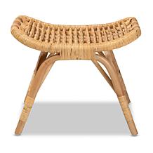 Baxton Studio Bernardo Modern Bohemian Rattan Ottoman