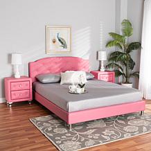 Baxton Studio Canterbury Glam Faux Leather Queen 3 Piece Bedroom Set