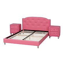 Baxton Studio Canterbury Glam Faux Leather Queen 3 Piece Bedroom Set