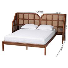 Baxton Studio Cascadia Mid-Century Wingback Platform Bed with Rattan