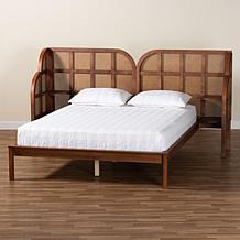Baxton Studio Cascadia Wingback Platform Bed with Rattan Headboard