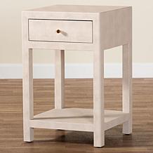 Baxton Studio Dansby Faux Shagreen Wood End Table with Drawer