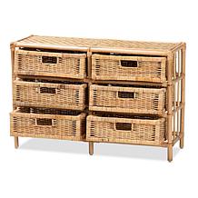 Baxton Studio Dariana Modern Bohemian Rattan 6-Drawer Storage Cabinet
