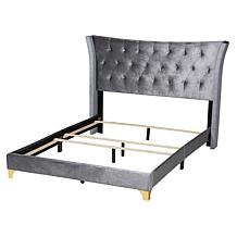 Baxton Studio Easton Contemporary Velvet and Metal Queen Panel Bed