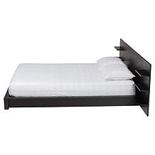 Baxton Studio Elina Queen Walnut Brown Wood Platform Bed with Shelves