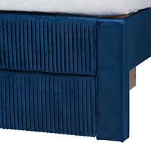 Baxton Studio Elora Pleated Velvet Upholstered Storage Bed with Drawer