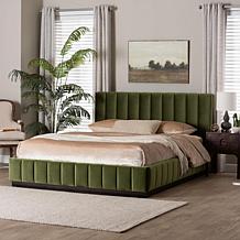 Baxton Studio Granger Velvet Platform Bed - White Queen