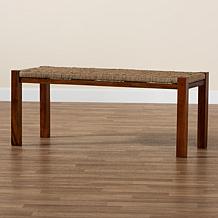 Baxton Studio Hermes Mid Century Natural Seagrass and Wood Bench