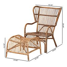 Baxton Studio Lamaria Modern Rattan 2-Pc Chair and Footstool Set