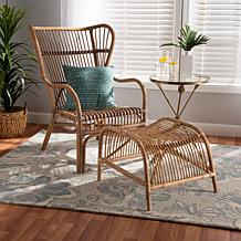 Baxton Studio Lamaria Modern Rattan 2-Pc Chair and Footstool Set