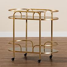 Baxton Studio Leighton Contemporary Metal and Glass 2 Tier Wine Cart