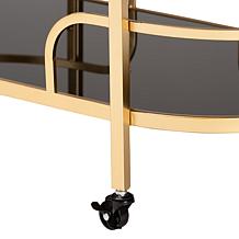 Baxton Studio Leighton Contemporary Metal and Glass 2 Tier Wine Cart