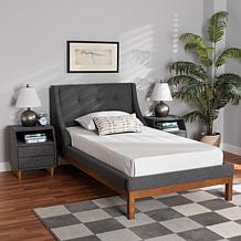 Baxton Studio Louvain Mid Century Fabric Twin Size 3 Piece Bedroom Set