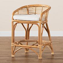 Baxton Studio Maverick Modern Upholstered and Rattan Counter Stool