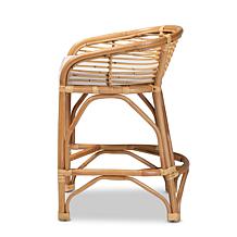 Baxton Studio Maverick Modern Upholstered and Rattan Counter Stool