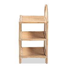 Baxton Studio Redell Modern Bohemian Rattan 3-Tier Display Shelf