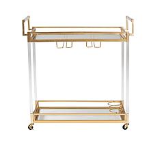 Baxton Studio Savannah Contemporary Metal and Glass Wine Cart