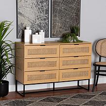Baxton Studio Sawyer Mid-Century Modern Wood Metal 6 Drawer Cabinet