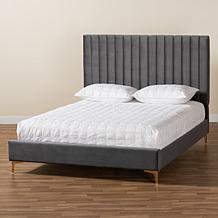 Baxton Studio Serrano Contemporary Fabric Queen Size Platform Bed
