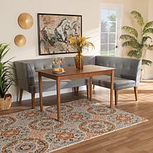 Baxton Studio Stewart Mid-Century Upholstered 3-Piece Dining Nook Set