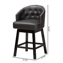 Baxton Studio Theron Faux Leather and Wood 2-Piece Counter Stool Set