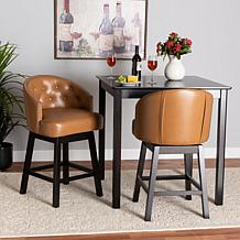 Baxton Studio Theron Faux Leather and Wood 2-Piece Counter Stool Set