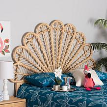 Baxton Studio Variel Modern Bohemian Rattan Queen Size Headboard