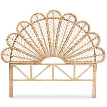 Baxton Studio Variel Modern Bohemian Rattan Queen Size Headboard